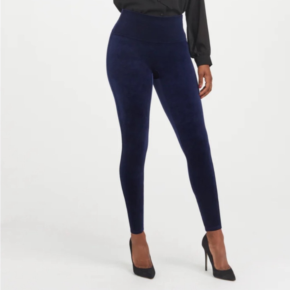 Spanx velvet leggings in lapis night